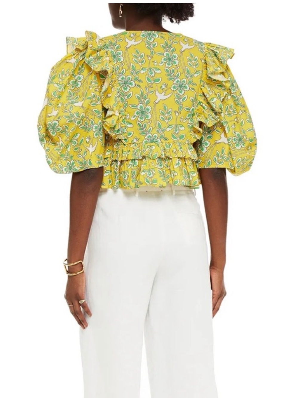 RHODE Yellow Floral Ruffle Top - Picture 2 of 5